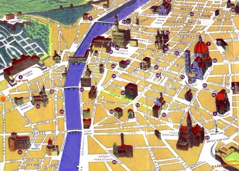 Mapa turistico de Florencia que debemos ver