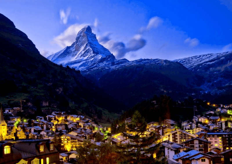 Zermatt al anochecer que debemos ver